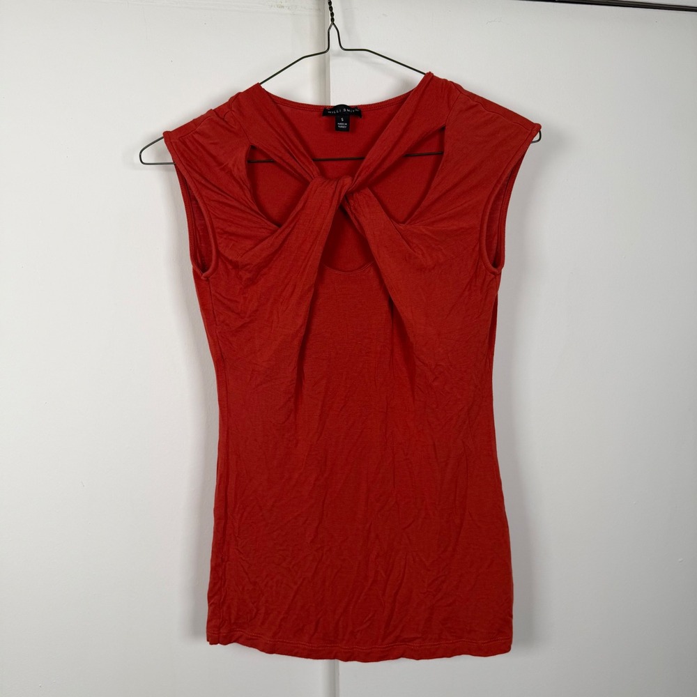 Willi Smith Womens Burnt Orange Twisted Knot Cut Out Sleeveless Top Size S